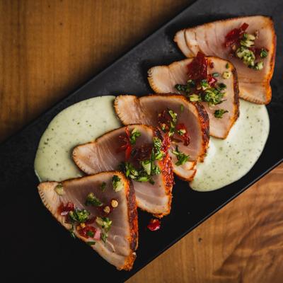 Seared tuna.