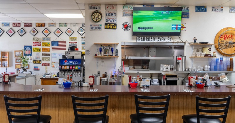 Interior, bar and bar stools