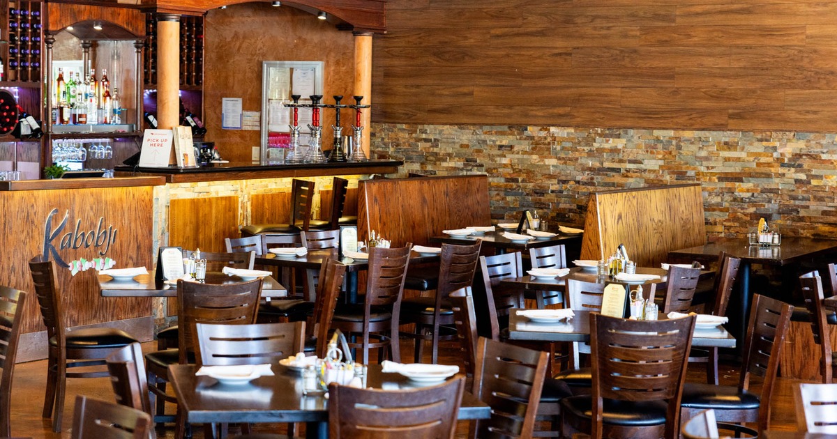 Inside, dining tables and chairs, booths, tableware