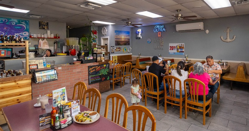 Interior, diner area, wide view
