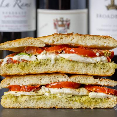 Panino Caprese, served.