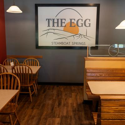 Diner area, tables, booths.