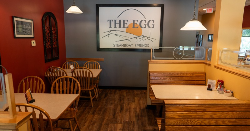 Diner area, tables, booths