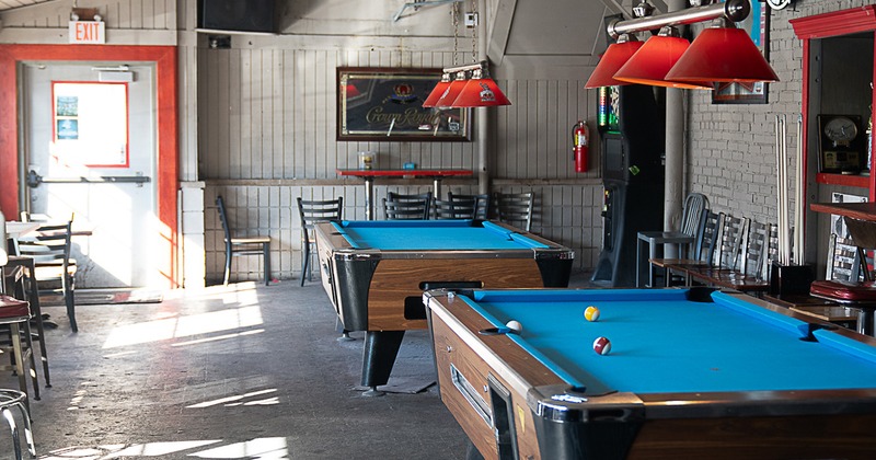 Interior, pool tables