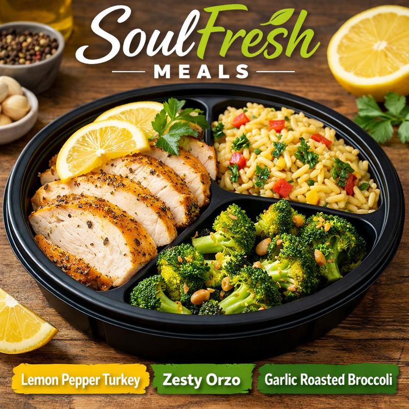 menu item 32 of 43, Lemon Pepper Turkey | Zesty Orzo | Garlic Roasted Broccoli