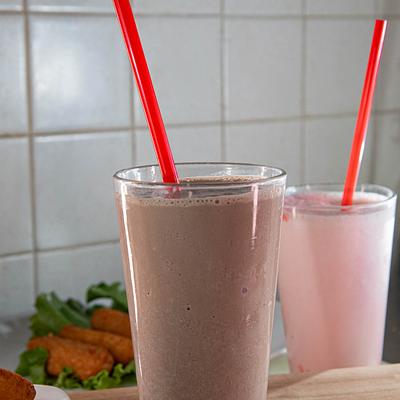 Chocolate and strawberry milkshake.
