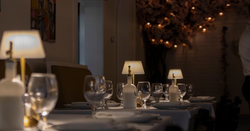 Exterior of Kyria restaurant with outdoor seating