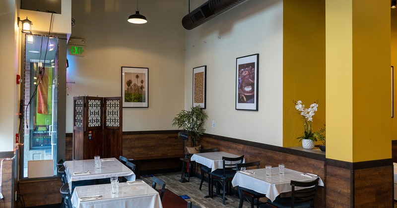 Interior, dining tables set up