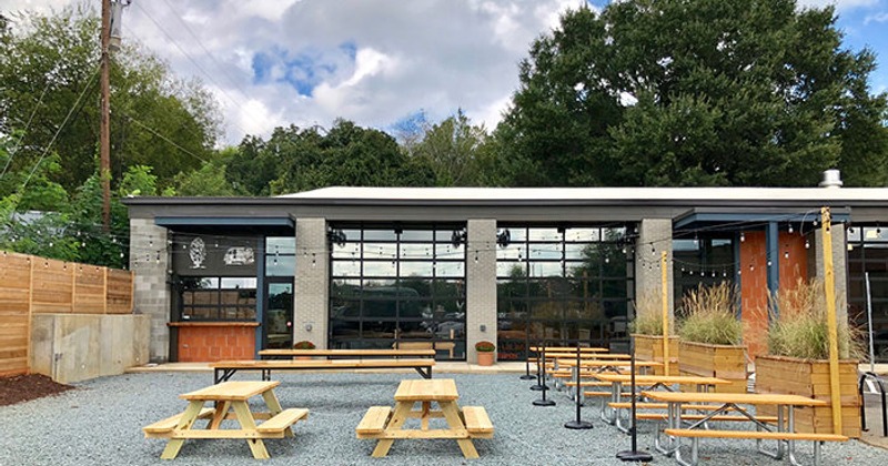 Exterior, tables out front