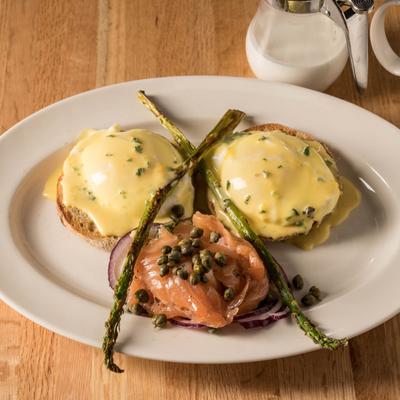Cured Salmon Benedict.