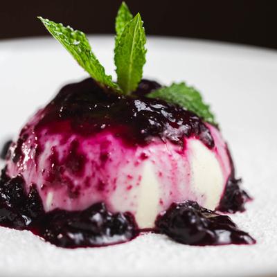 Blueberry Panna Cotta.