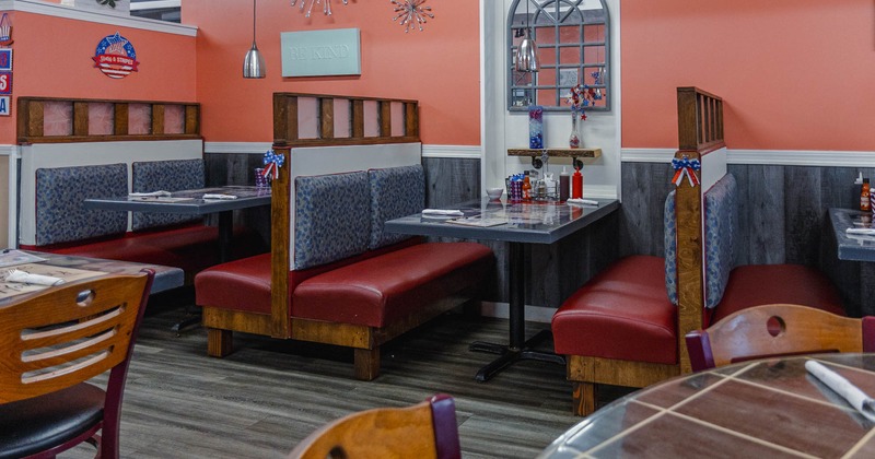 Dining area, booth tables