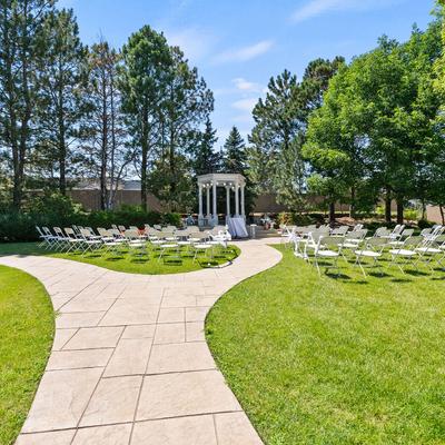 Concrete path in grass area