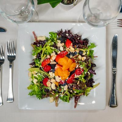 Berry salad, top view.