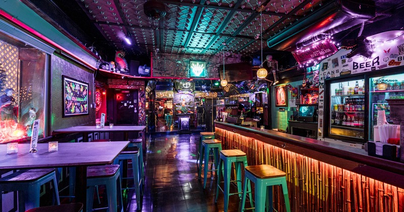 Interior, colorful lights