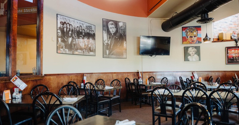 Interior, seating area with wall decorations