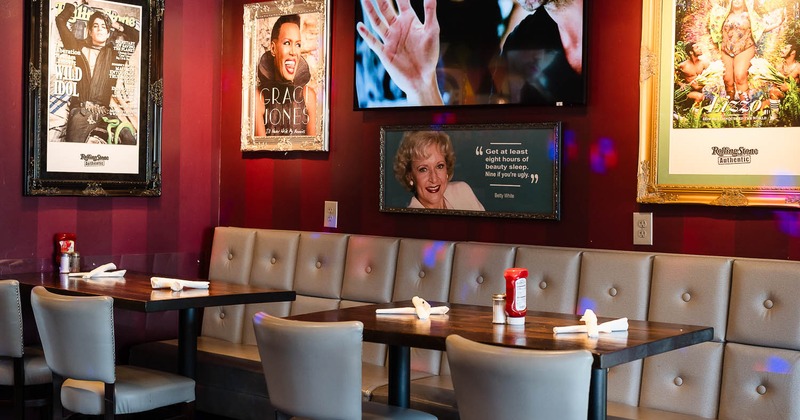 Interior, seating place near wall with pictures