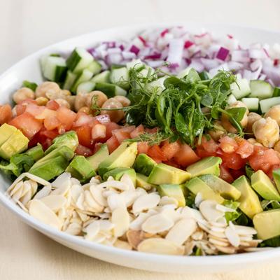 Rainbow Salad, side view.