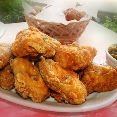 Plate of hot chicken wings.