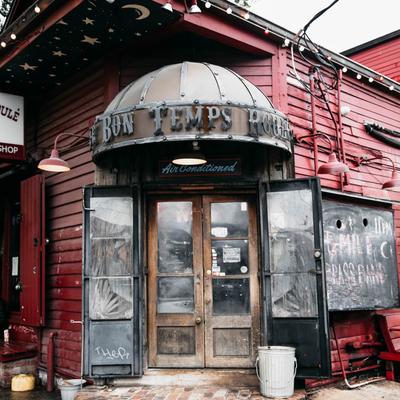 Exterior, entrance to bar