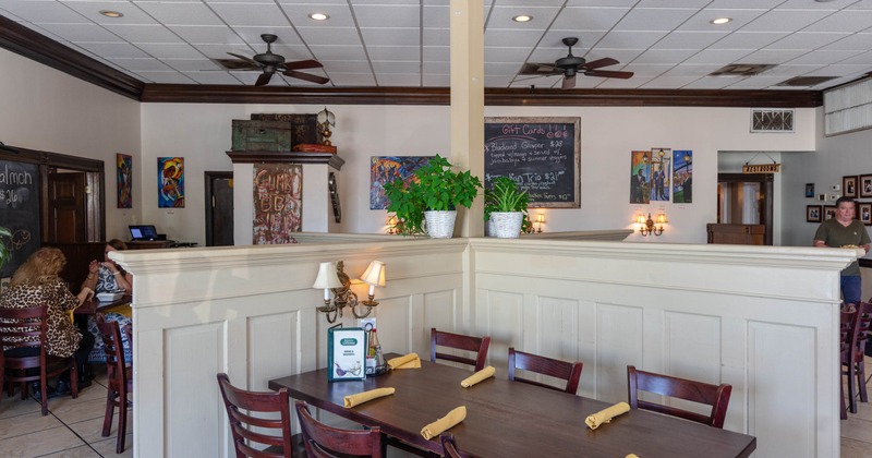 Interior, dining area with space dividers