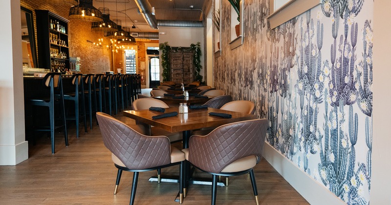 Cozy interior dining area and bar area