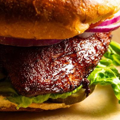 Served chicken sandwich