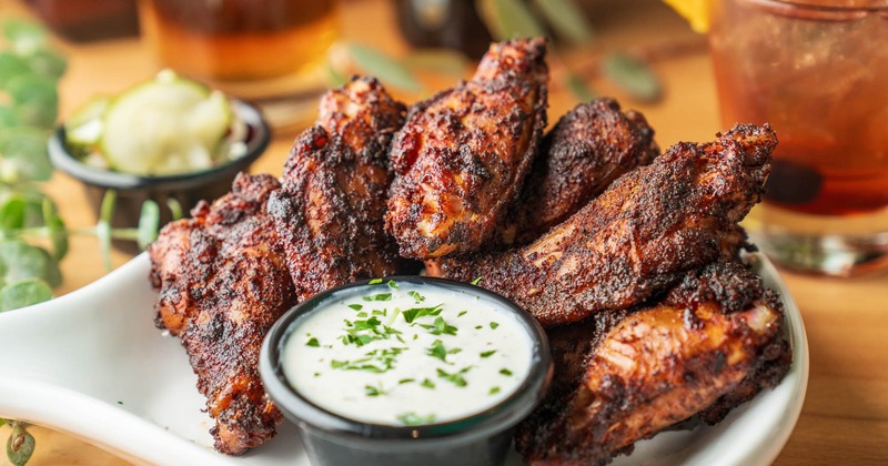 Smoked Jumbo Wings with dipping sauce