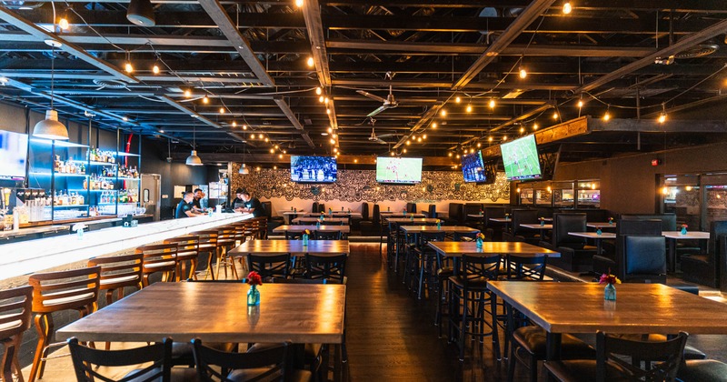 Seating area and bar