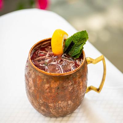 Winter Citrus Mule, in a copper mug