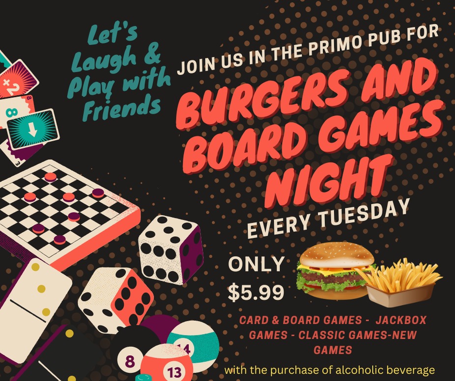 Burgers and Board Games Tuesday event photo