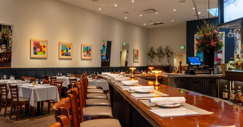 Interior, tables and chairs