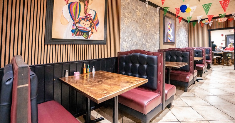 Interior, diner area, tables, booths
