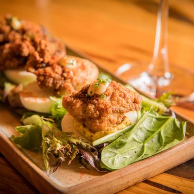 Deviled Eggs plate, closeup