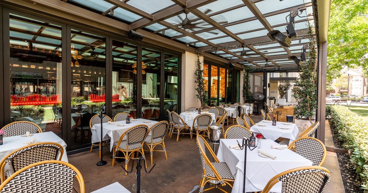 Covered and cozy outdoor dining area