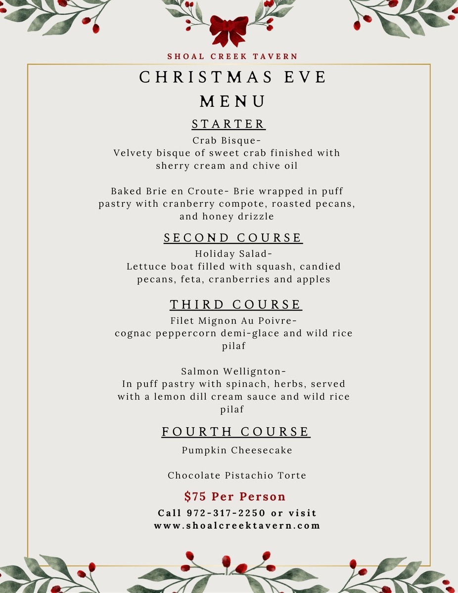 Christmas Eve 4 Course Dinner event photo