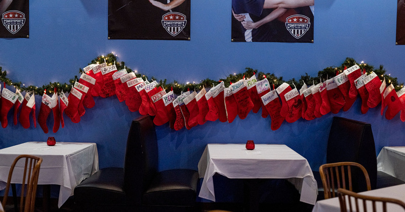 Interior, tables lined up