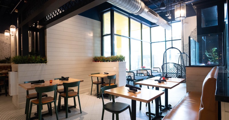 Interior, wide view of seating area