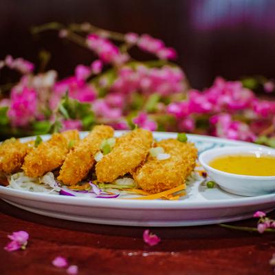 Golden Tofu served on platter