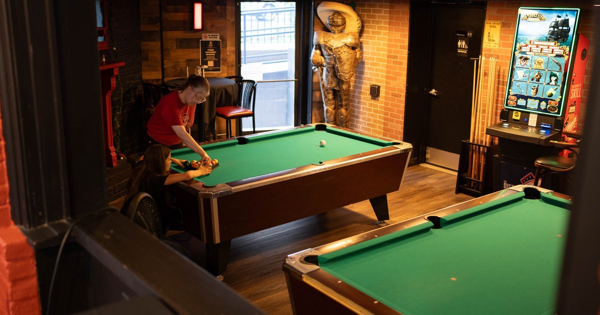 Interior, pool tables