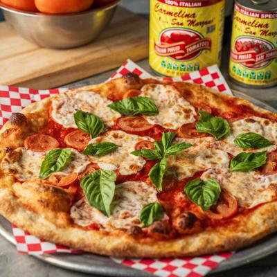 Margherita Pizza, served.