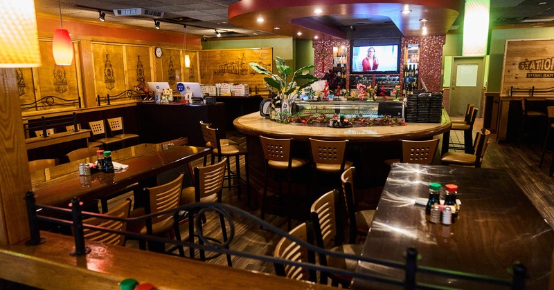 Interior, dining area, tables and chairs