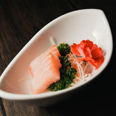 A serving of salmon sashimi.