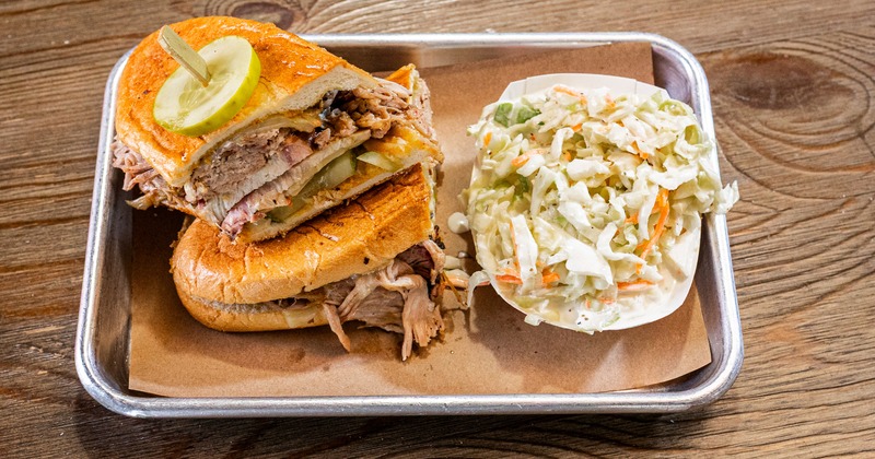 The redneck Cubano sandwich, served