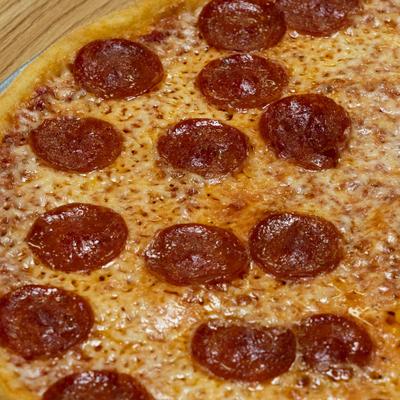 Cheese and pepperoni pizza, close-up.