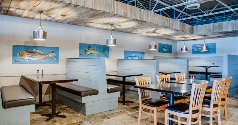 Interior, tables ready for guests