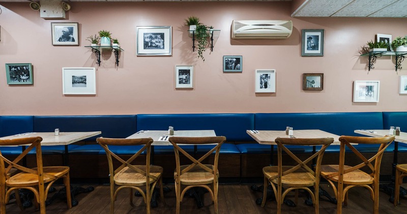Interior, tables ready for guests