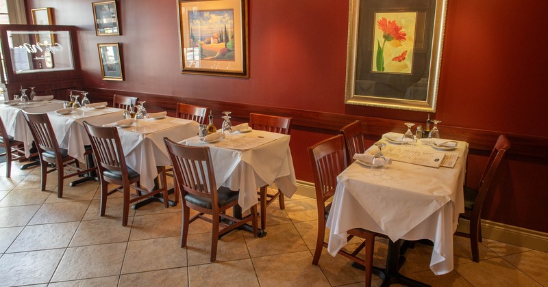 Dining area, tables ready for guests