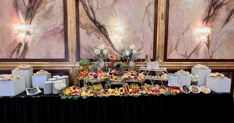 Grazing table with fruit and pastry