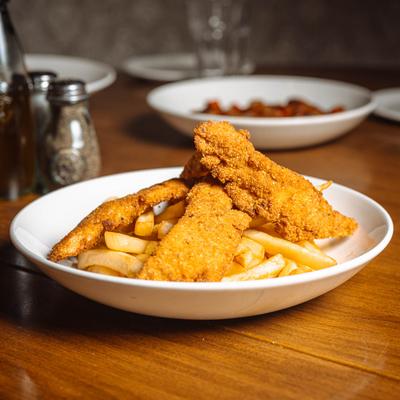 Chicken fingers and fries.